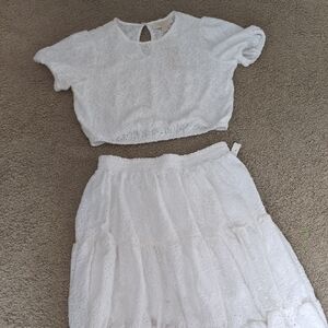 Michael Kors White Eyelet Top And Maxi Skirt